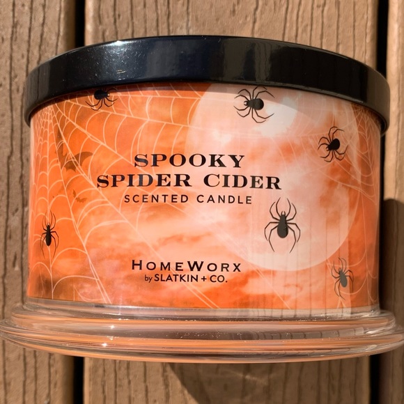 🆕SPOOKY SPIDER CIDER HARRY SLATKIN HOMEWORX 4 WICK, 18oz CANDLE NWTS! - Picture 1 of 5